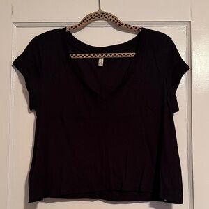 Free People Black V-Neck Crop Top